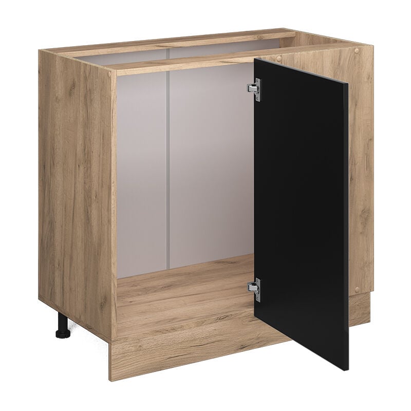 foto del prodotto mobile ad angolo cucina r line, nero lucido, 86 cm senza piano di lavoro vicco
