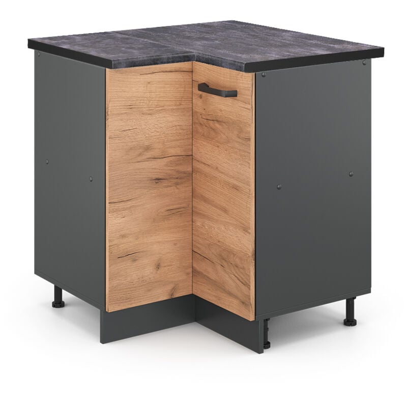 foto del prodotto mobile ad angolo cucina r line, quercia dorata, 75.6 cm , pl antracite vicco