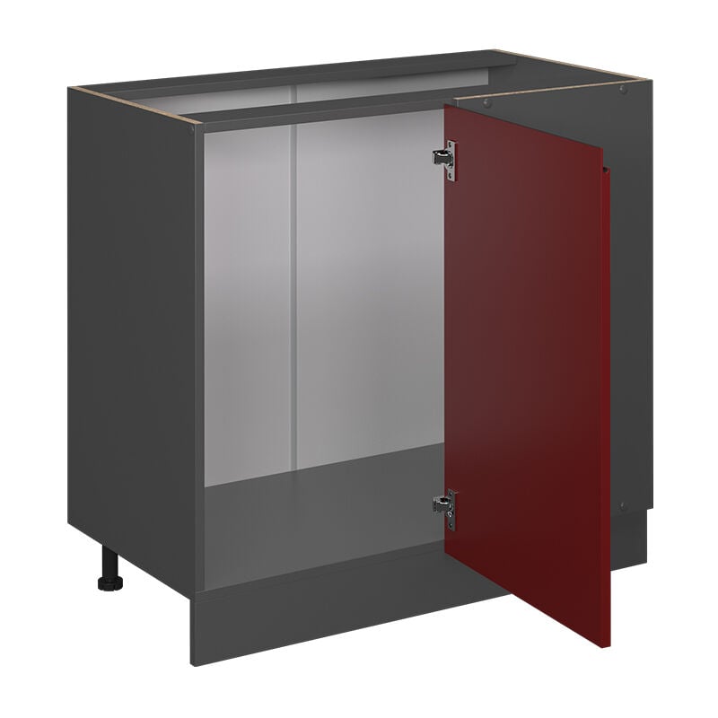 foto del prodotto mobile ad angolo cucina r line, rosso, 86 cm forma a j, senza piano di lavoro, vicco