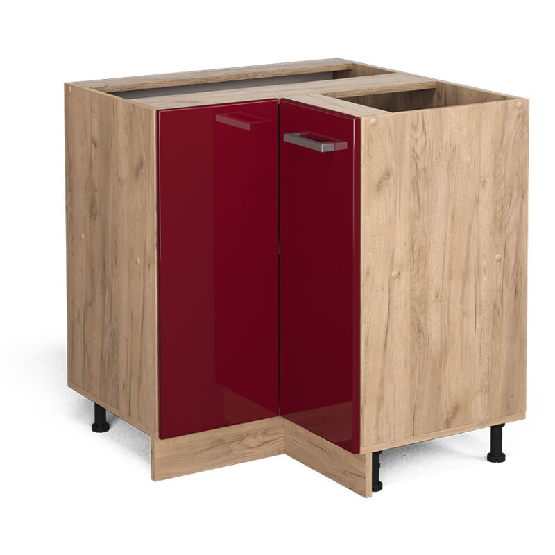foto del prodotto mobile ad angolo cucina r line, rosso bordeaux lucido, 75.6 cm senza piano di lavoro vicco