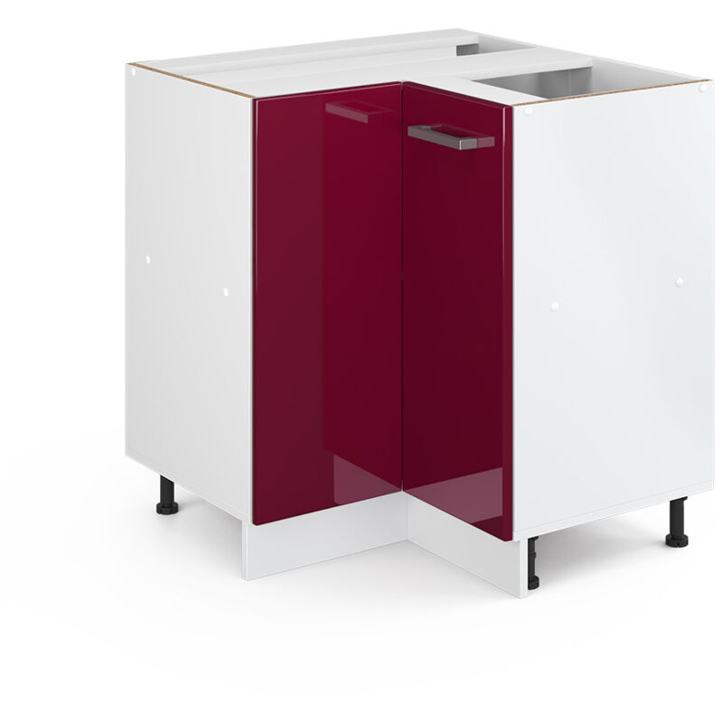 foto del prodotto mobile ad angolo cucina r-line, rosso bordeaux lucido, 75.6 cm senza piano di lavoro vicco