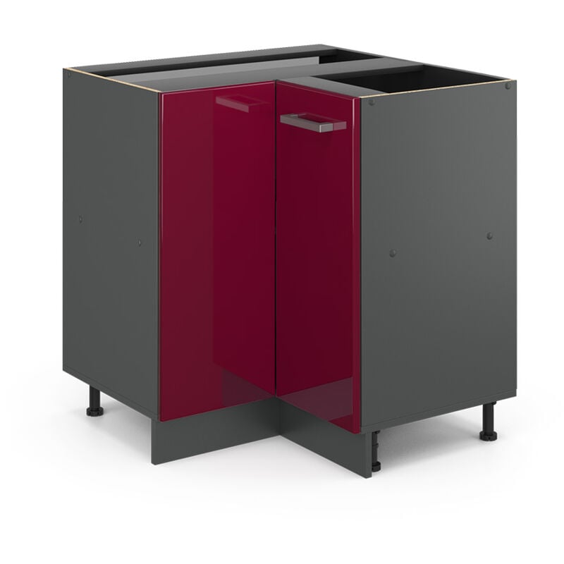 foto del prodotto mobile ad angolo cucina r-line, rosso bordeaux lucido, 75.6 cm senza piano di lavoro vicco