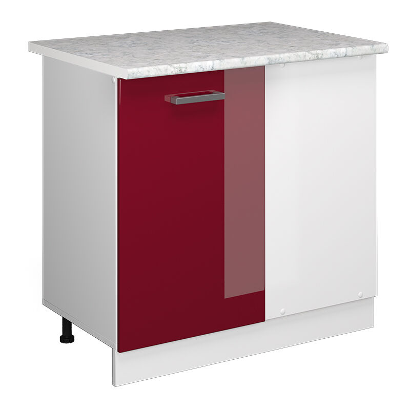 foto del prodotto mobile ad angolo cucina r line, rosso bordeaux lucido, 86 cm , pl marmo vicco