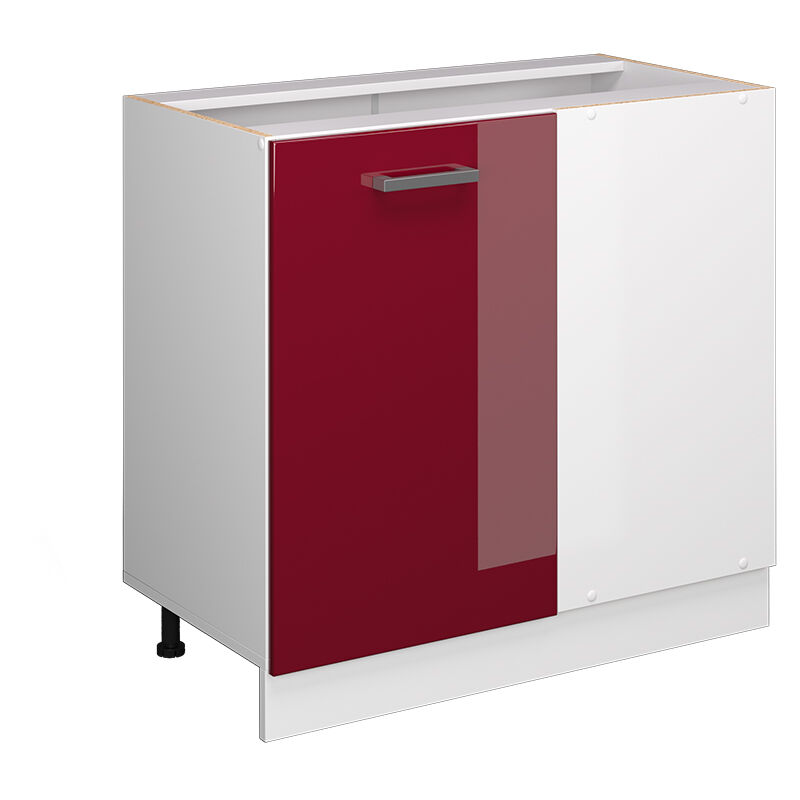 foto del prodotto mobile ad angolo cucina r line, rosso bordeaux lucido, 86 cm senza piano di lavoro vicco