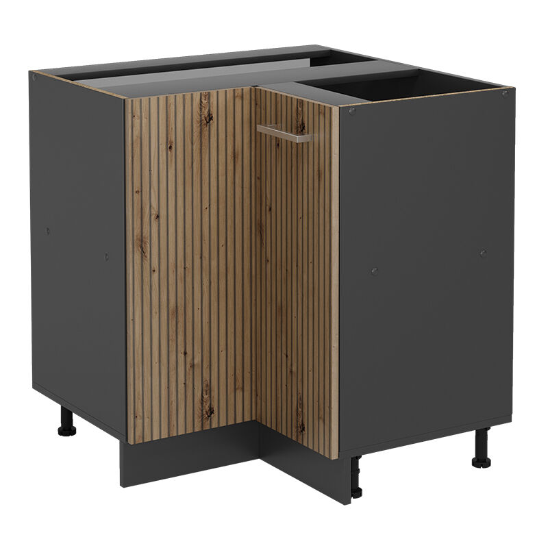 foto del prodotto mobile ad angolo cucina r line, rovere artigianale, 75.6 cm senza piano di lavoro vicco