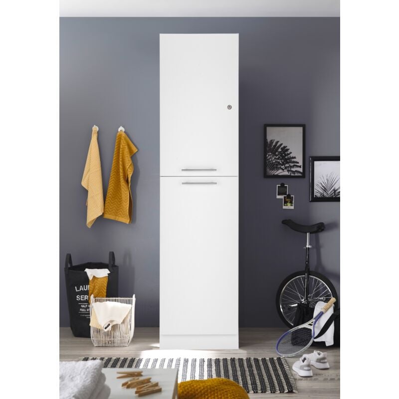 foto del prodotto mobile alto, mobile lavanderia, mobile bagno, mensola lavanderia 50 cm bianco clara respecta