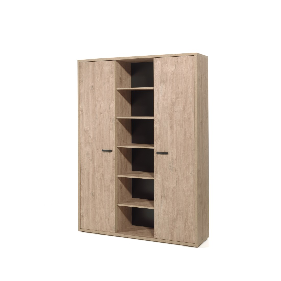 foto del prodotto mobile alto per ufficio con 2 ante e scaffali colore quercia dorata collezione dep 