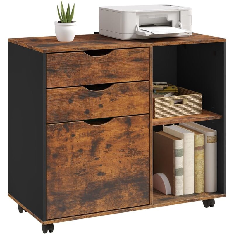 foto del prodotto mobile archivio documenti ufficio armadietto archiviazione mobiletto portadocumenti schedario con cassetti e scomparti aperti mobile con