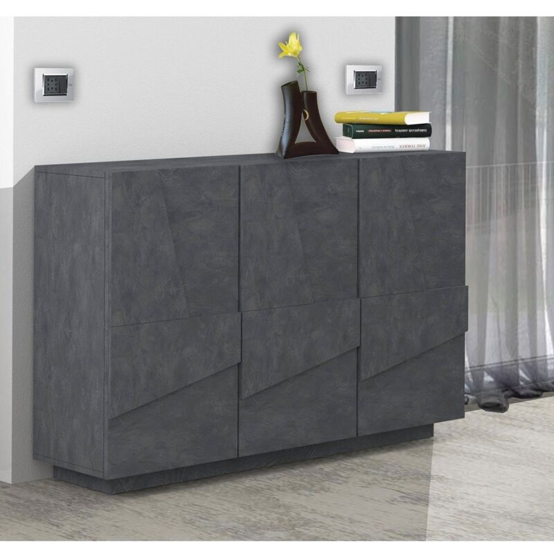foto del prodotto mobile ardesia con 3 ante credenza moderna per soggiorno 120 cm basso
