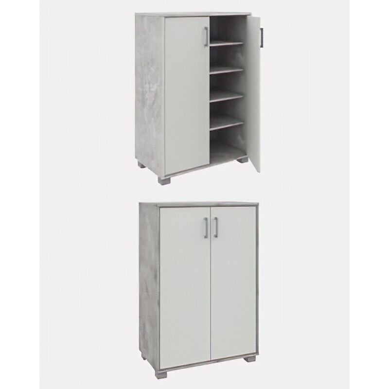foto del prodotto mobile armadio 2 ante 4 ripiani arredo casa,bagno,camera,soggiorno 60x35x90 colore grigio