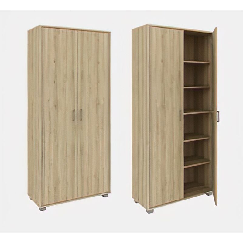 foto del prodotto mobile armadio salvaspazio 2 ante arredo casa moderno 78x35x170h colore marrone