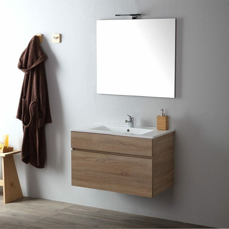 foto del prodotto mobile arredo bagno sospeso cm 80 in quercia naturale sole