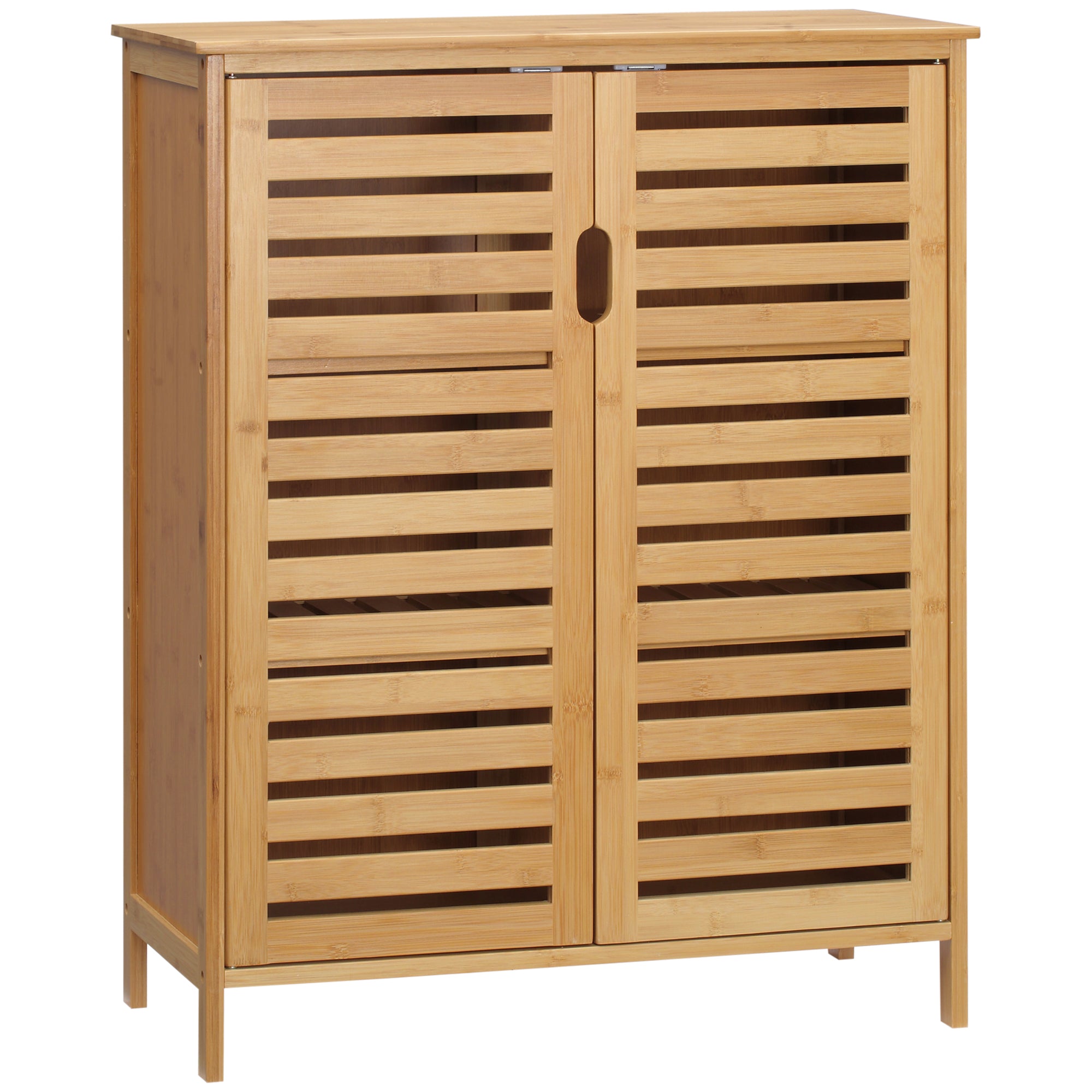 foto del prodotto mobile bagno 2 ante 2 ripiani 68x32x86 cm in bamb color legno