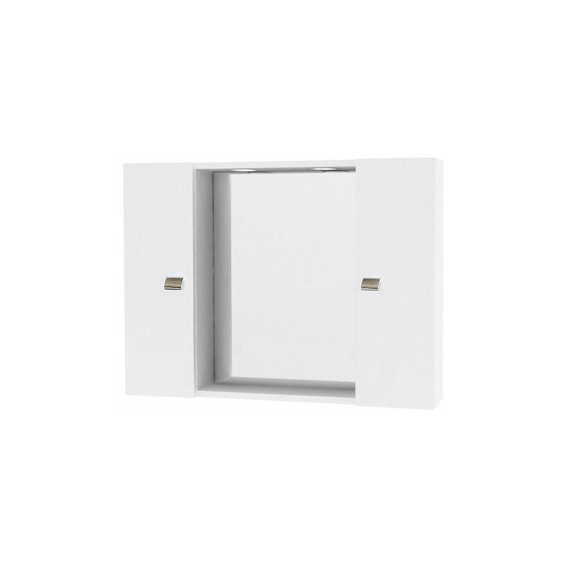 foto del prodotto mobile bagno 2 ante bianche con specchio e illuminazione