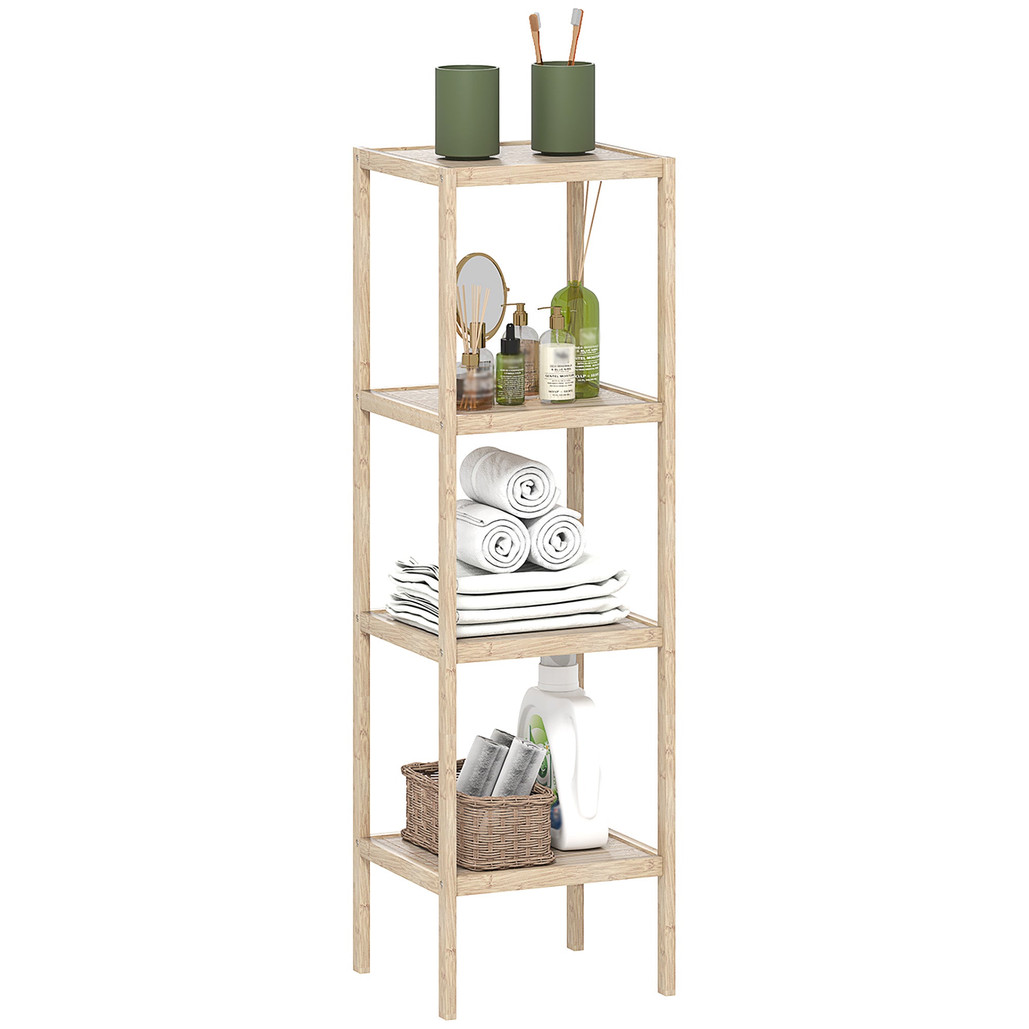 foto del prodotto mobile bagno 4 ripiani 33x31x110 cm in bamb 