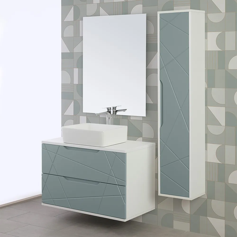 foto del prodotto mobile bagno 90 cm sospeso verde salvia con lavabo in ceramica furore