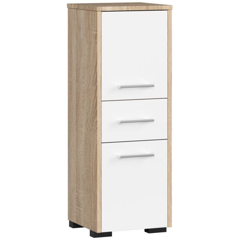 foto del prodotto mobile bagno akord sonoma quercia 30 cm 2 ante 1 cassetto inserto frontale bianco 30x30x85 cm