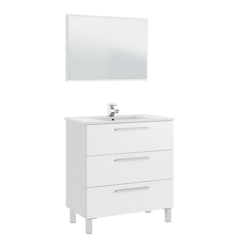 foto del prodotto mobile bagno athena albert 3 cassetti bianco lucido 80x86