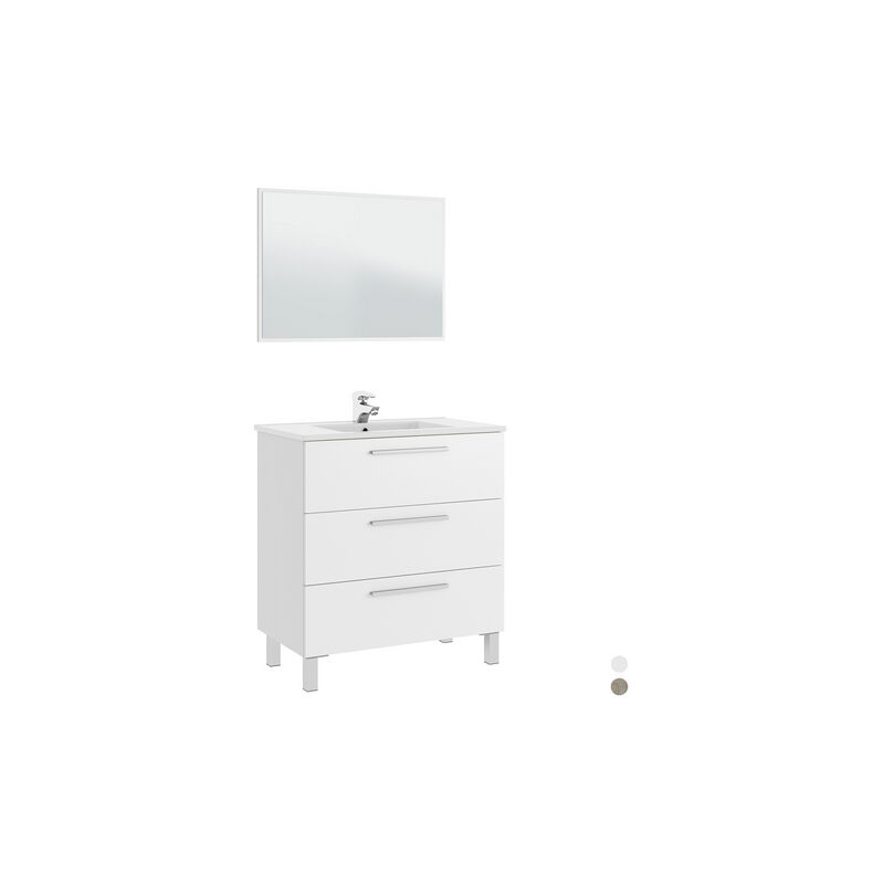 foto del prodotto mobile bagno athena albert 3 cassetti da montare cm 86 x 80 x 45 bianco lucido venduto senza lavabo