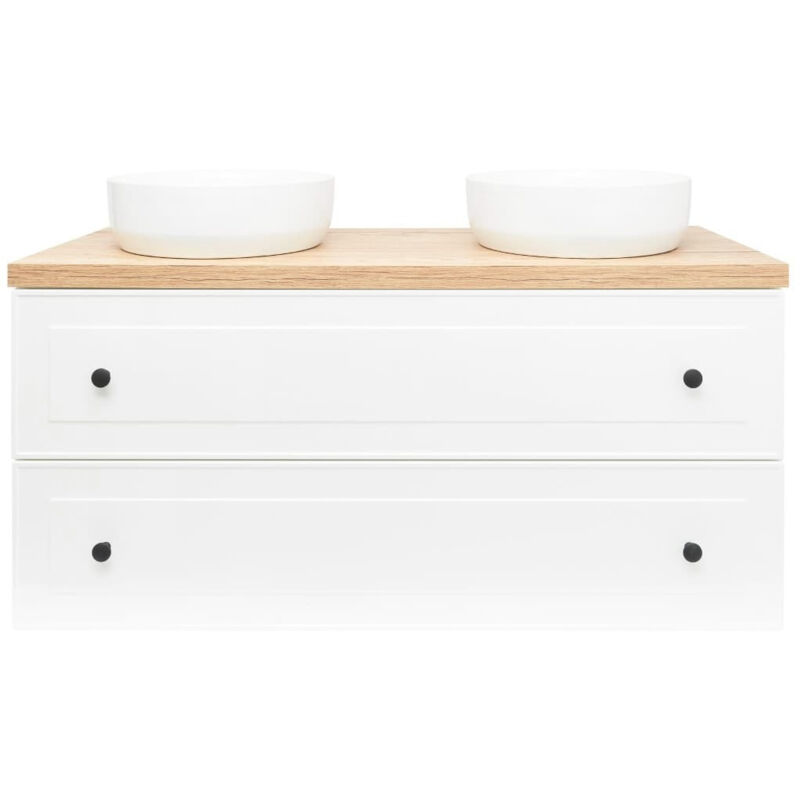foto del prodotto mobile bagno bianco e legno chiaro natural forli 120x45x46 cm bianco forli120bid naturel