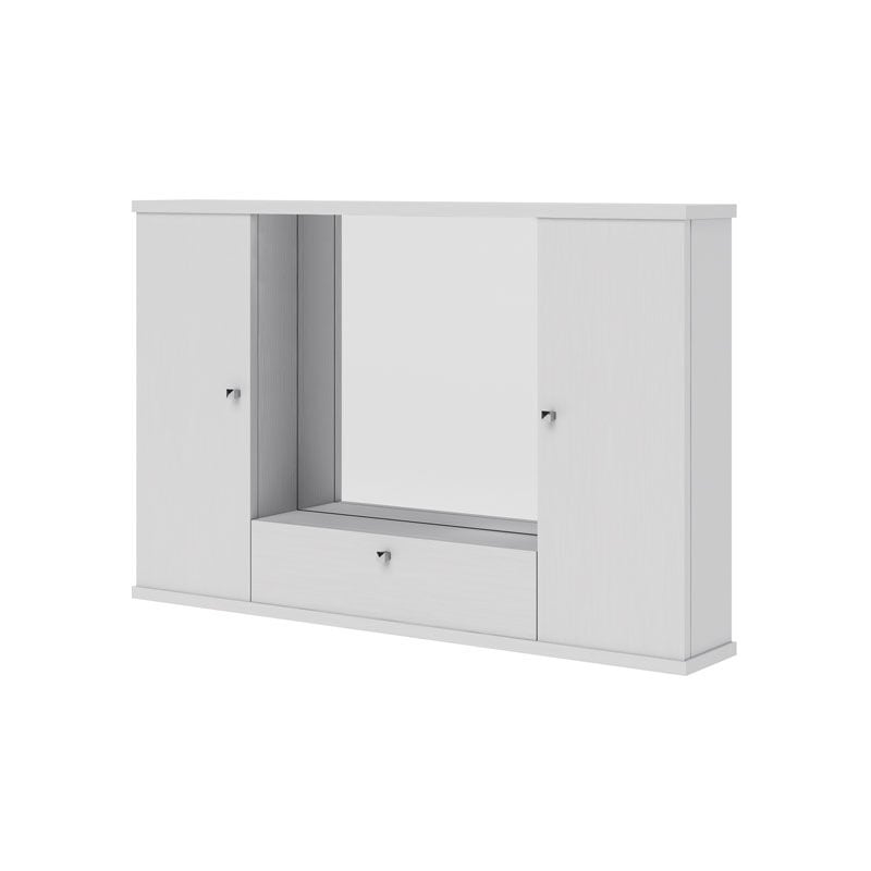 foto del prodotto mobile bagno bianco frassinato 2 ante con specchio e