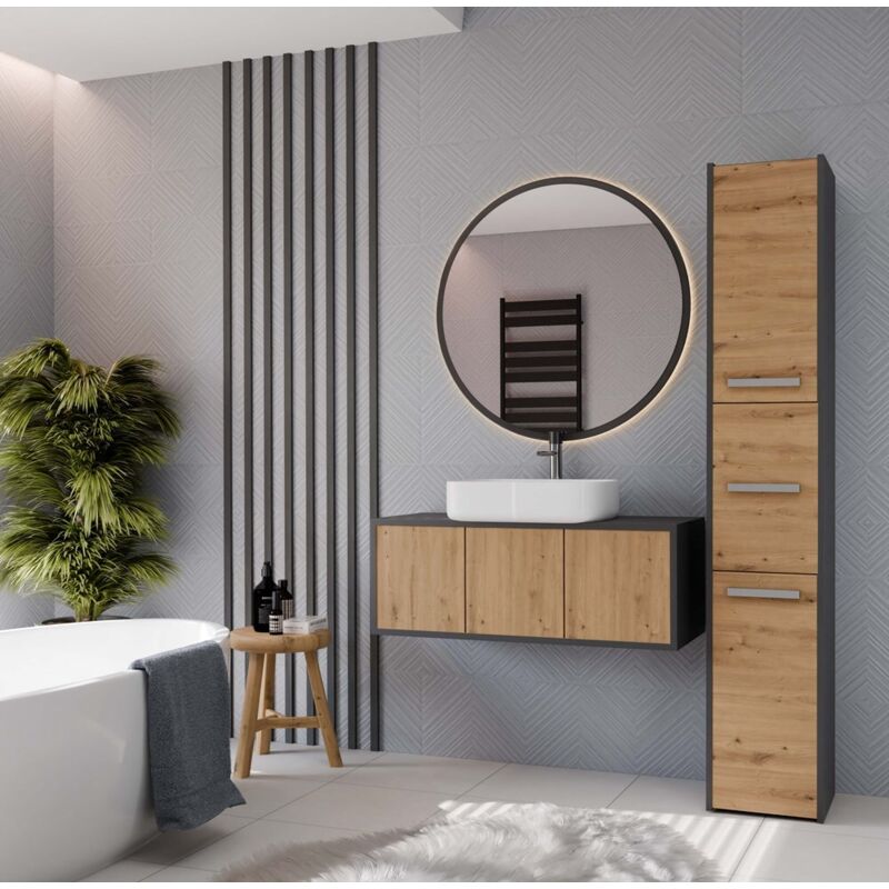 foto del prodotto mobile bagno colonna s33 colore antracite rovere artigianale