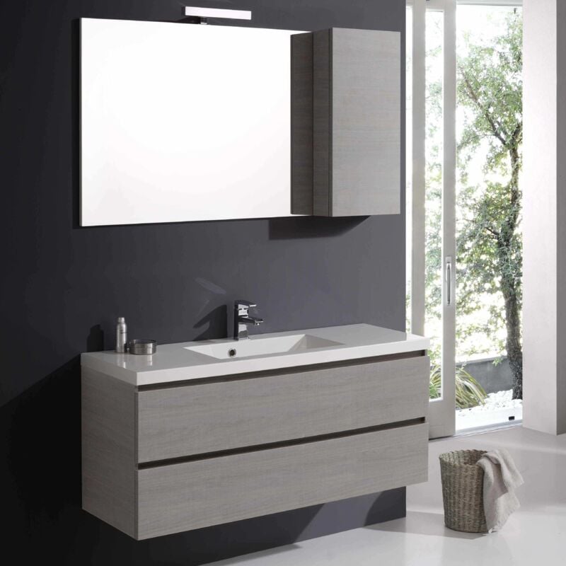 foto del prodotto mobile bagno con cassetti 120 cm specchio e pensile manhattan