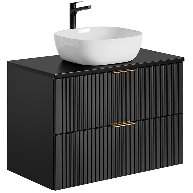 foto del prodotto mobile bagno con lavabo adriel nero opaco 80cm