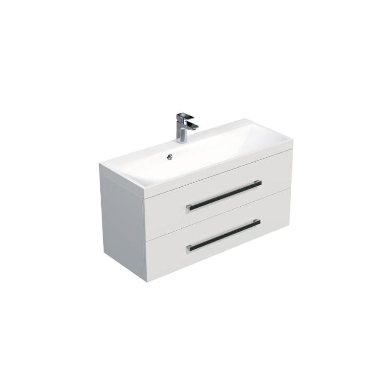 foto del prodotto mobile bagno con lavabo cube way 100x40 cm bianco lucido cube2100zbl naturel