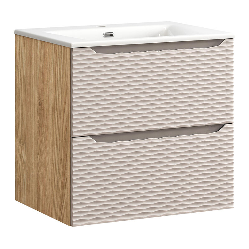 foto del prodotto mobile bagno con lavabo elora beige e marrone 60cm