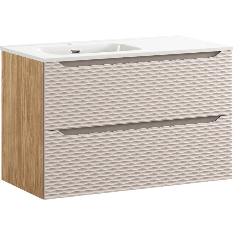 foto del prodotto mobile bagno con lavabo elora beige e marrone gauche