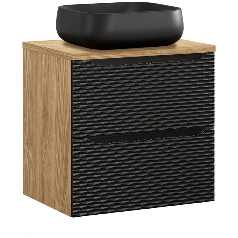 foto del prodotto mobile bagno con lavabo elora nero e marrone 60cm