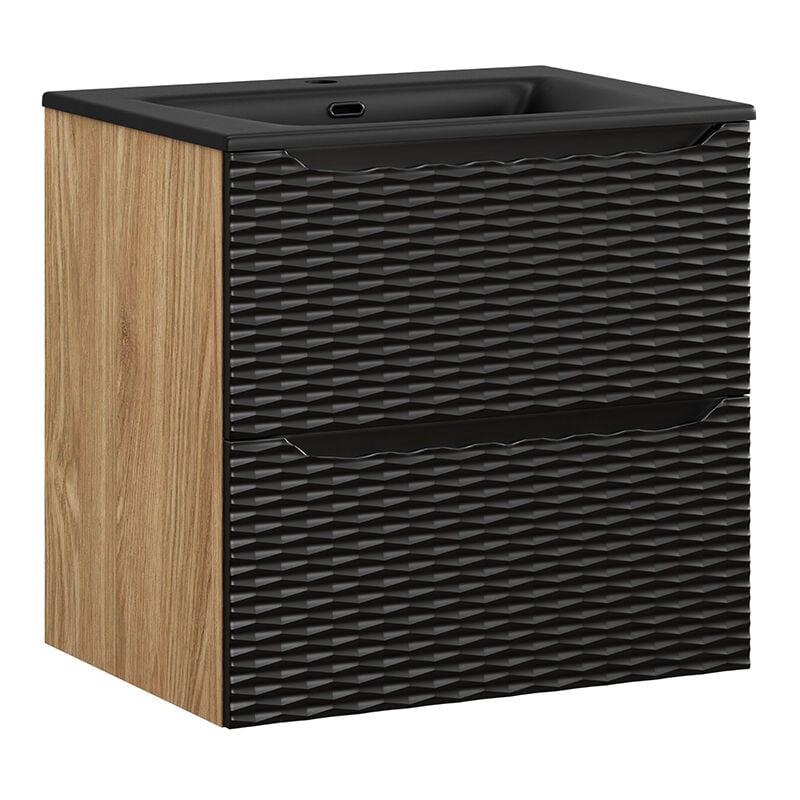 foto del prodotto mobile bagno con lavabo elora nero e marrone 60cm