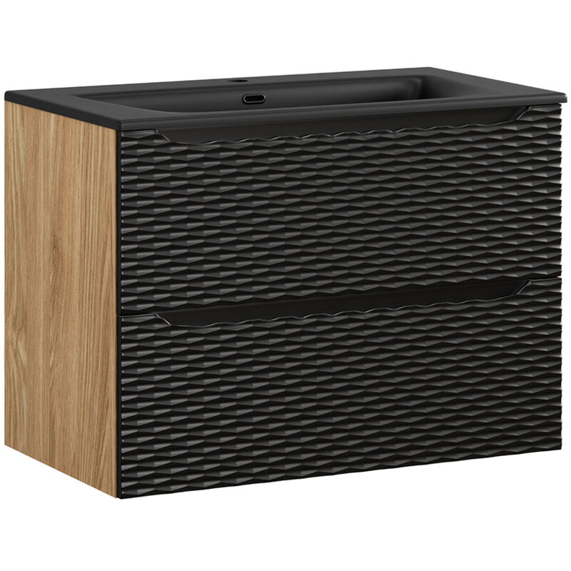 foto del prodotto mobile bagno con lavabo elora nero e marrone 80cm