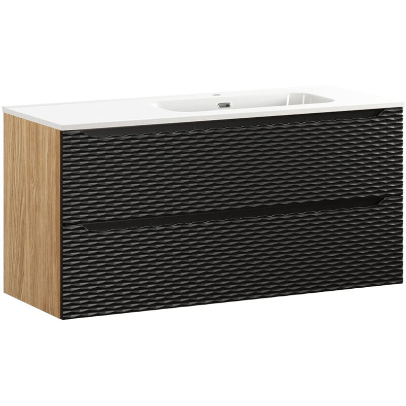 foto del prodotto mobile bagno con lavabo elora nero e marrone droite