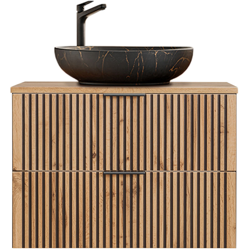 foto del prodotto mobile bagno con lavabo gaia marrone e nero 80cm