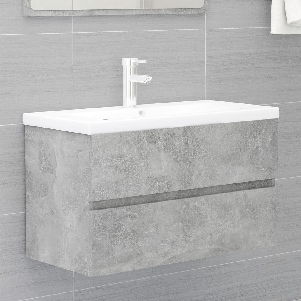 foto del prodotto mobile bagno con lavabo integrato grigio cemento in truciolato cod mxl 68316