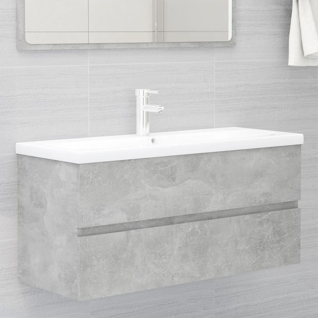 foto del prodotto mobile bagno con lavabo integrato grigio cemento in truciolato cod mxl 69868