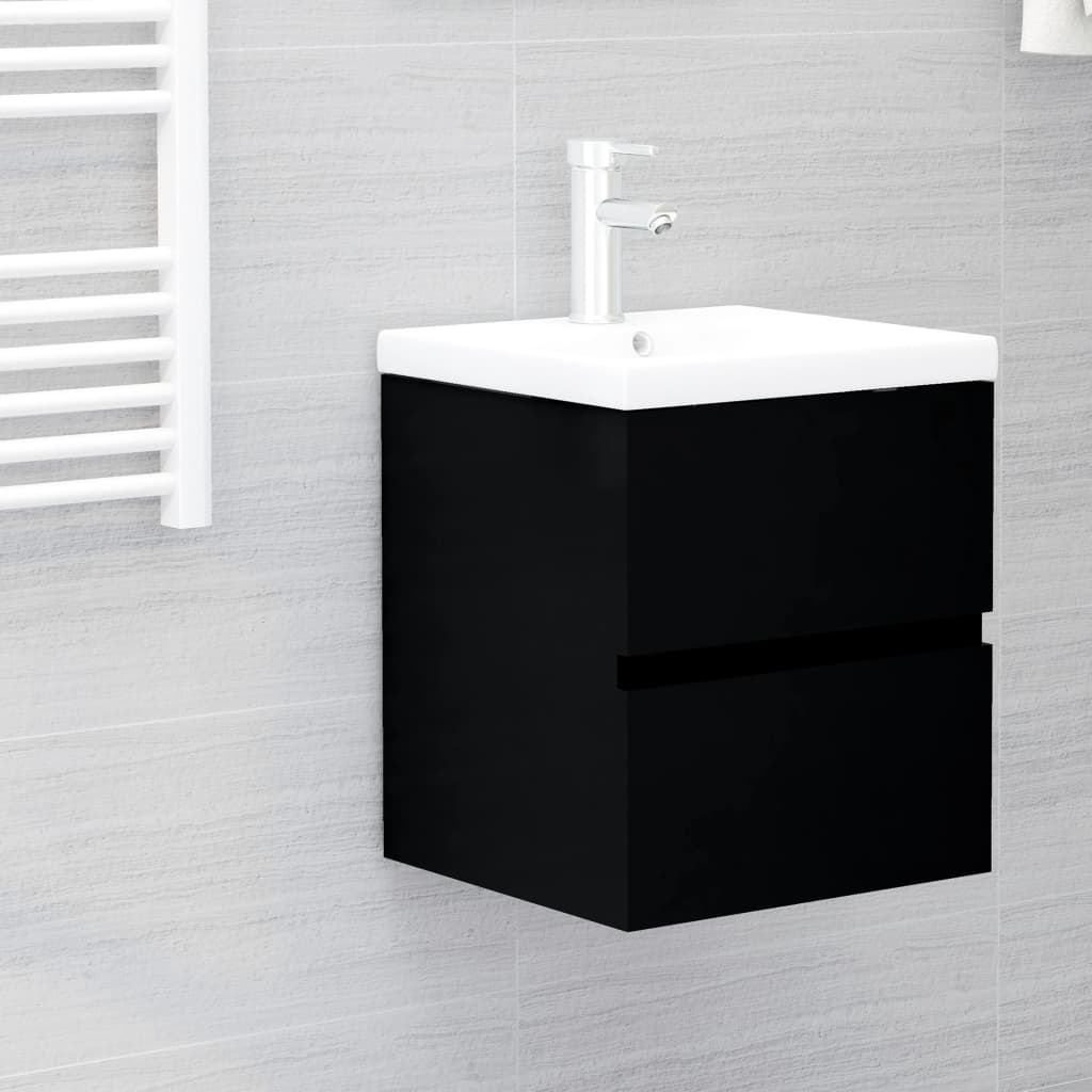foto del prodotto mobile bagno con lavabo integrato nero in legno multistrato cod mxl 67912
