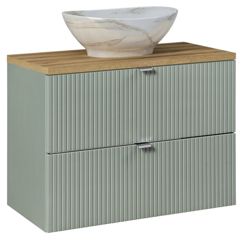 foto del prodotto mobile bagno con lavabo jade verde e marrone 80cm