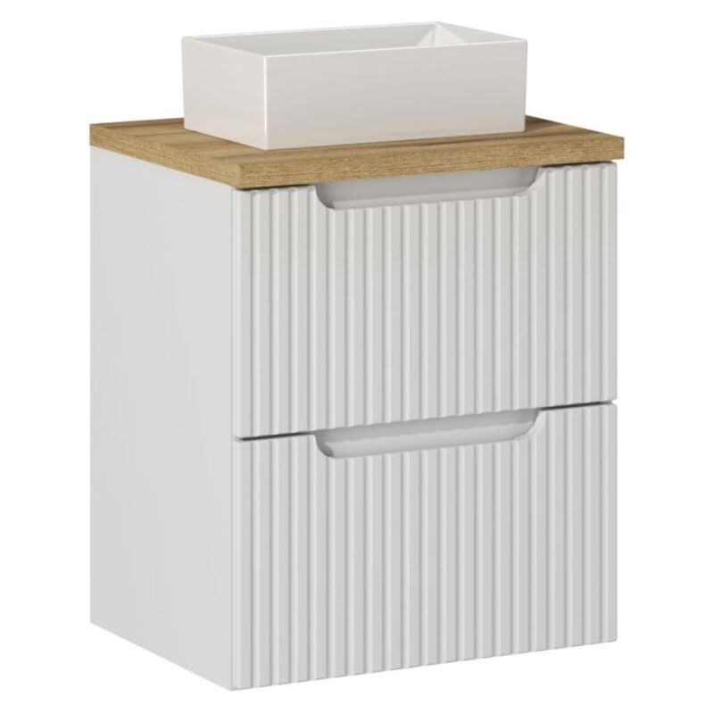 foto del prodotto mobile bagno con lavabo riva bianco e marrone 50cm