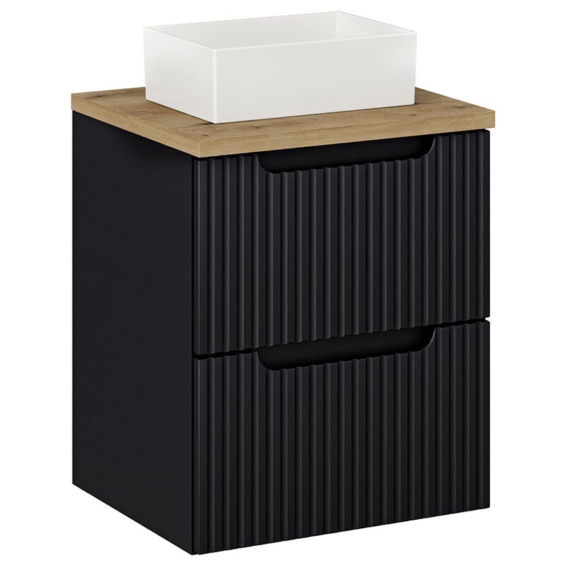 foto del prodotto mobile bagno con lavabo riva nero e marrone 50cm