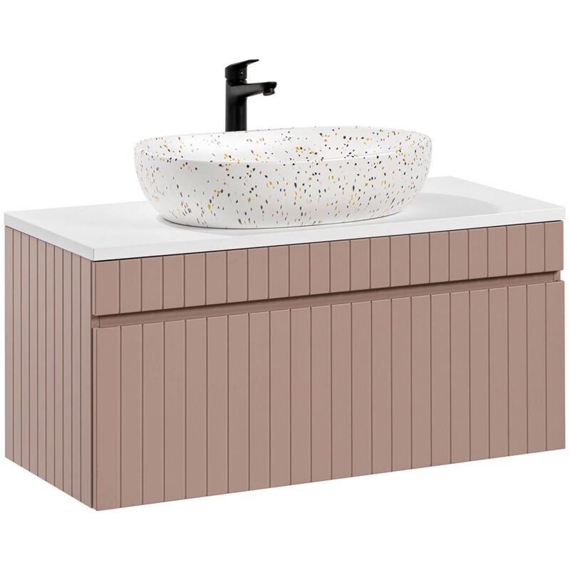 foto del prodotto mobile bagno con lavabo zelie rosa 100cm