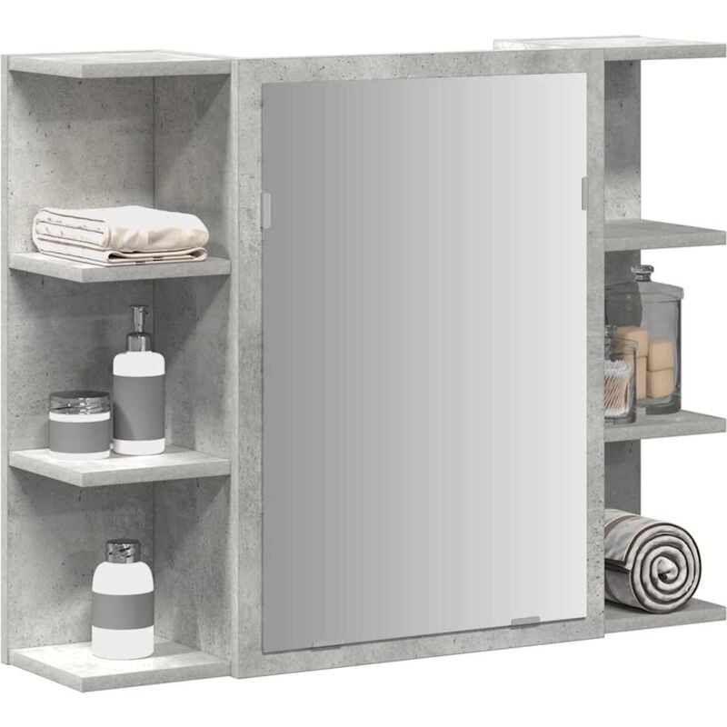 foto del prodotto mobile bagno con specchio grigio cemento 80x20,5x64 multistrato vidaxl