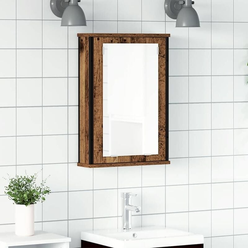 foto del prodotto mobile bagno con specchio legno antico 42x12x60 cm truciolato vidaxl