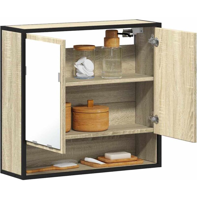 foto del prodotto mobile bagno con specchio rovere sonoma 65x20x60 cm multistrato vidaxl 151012