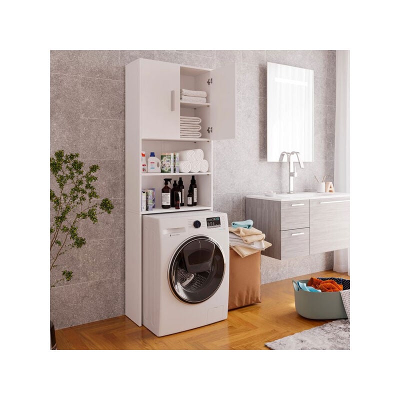 foto del prodotto mobile bagno coprilavatrice in legno. mobili lavanderia