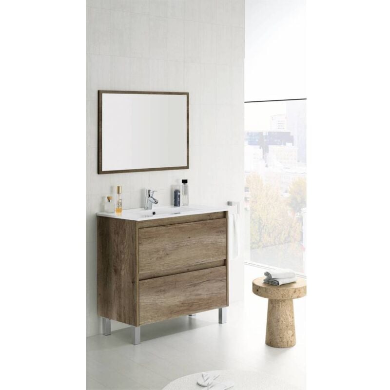 foto del prodotto mobile bagno dakota 2 cassetti cm. 80 x 45 x 80 rovere