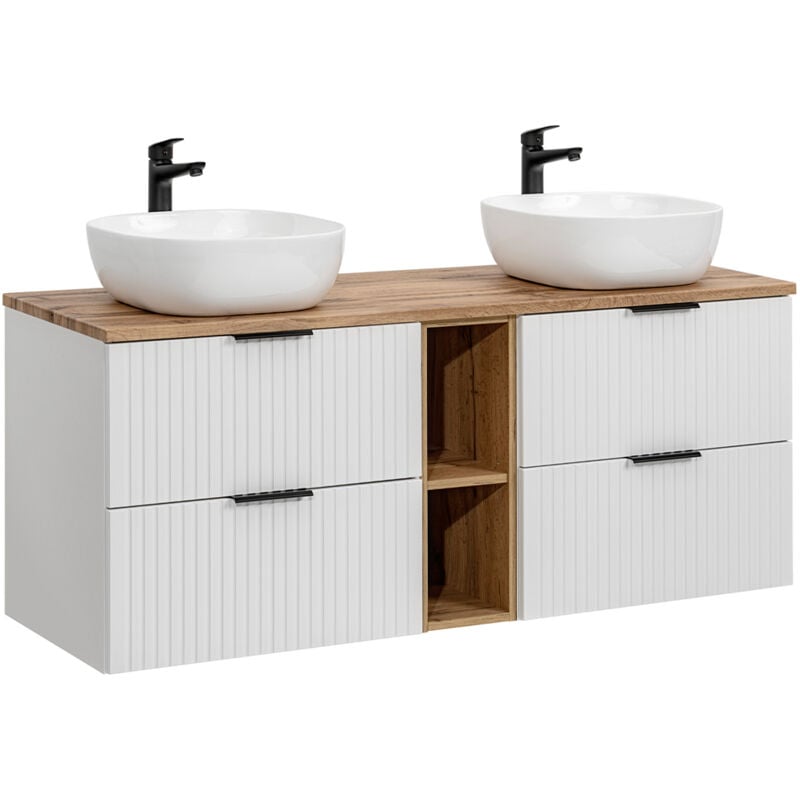 foto del prodotto mobile bagno doppio lavabo adriel bianco 140cm