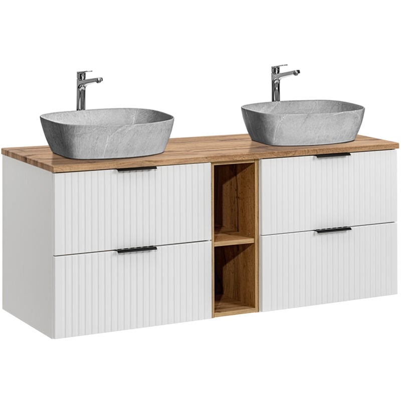 foto del prodotto mobile bagno doppio lavabo adriel bianco effet